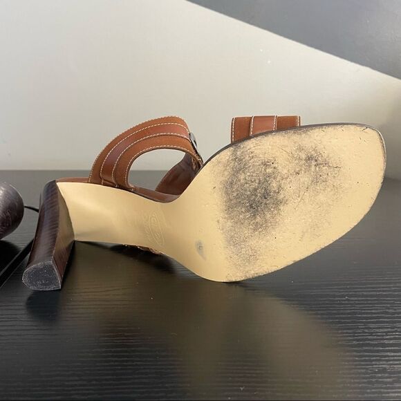 Circa Joan & David Brown Fabric Upper and Leather Sole Mule Sandal, 10 - Picture 10 of 15